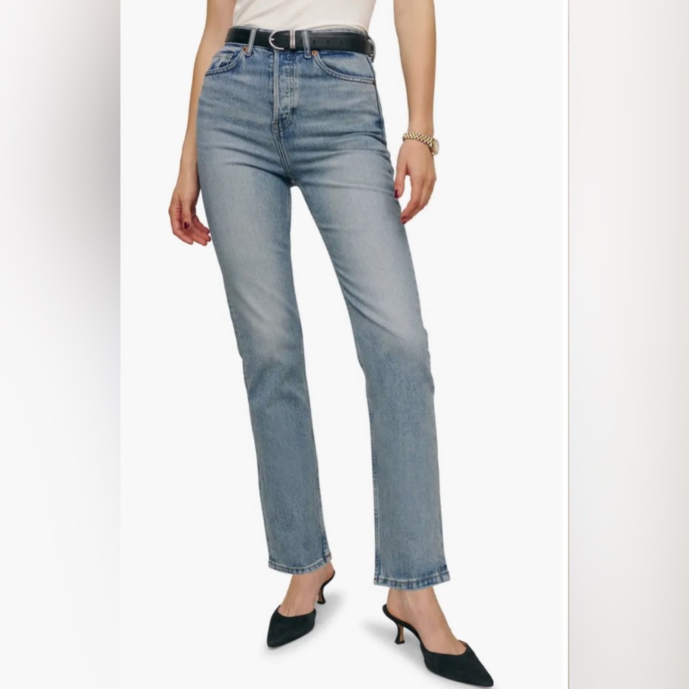 Reformation Cynthia Stretch High Rise Straight Jeans - Size 25 - Fortuna